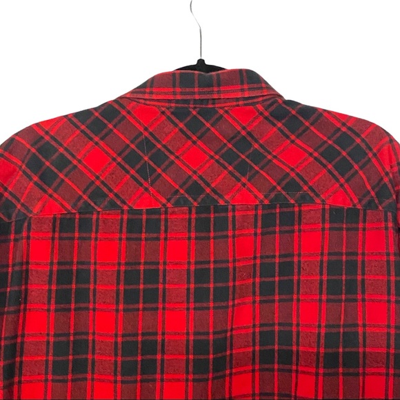 Rocawear Cotton Flannel Plaid Long Sleeve Button Down Shirt Men’s 3XL Black Red - Picture 5 of 8